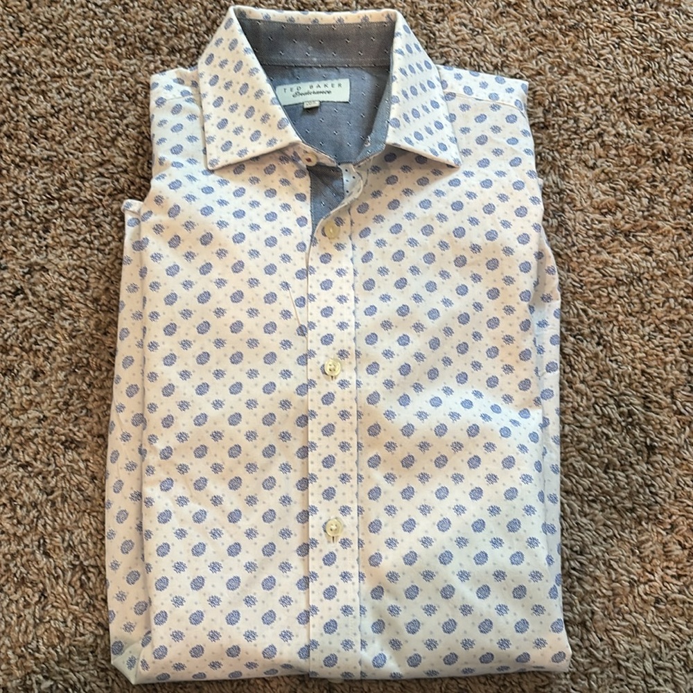 Ted Baker Endurance White and Blue Geometric Shirt - Picture 5 of 6